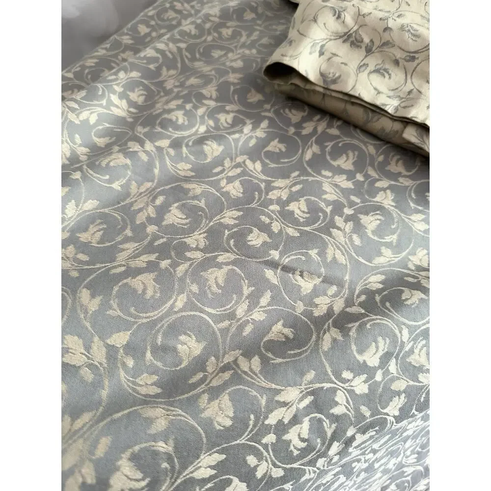 Nancy Koltes TOILE FLORAL QUEEN Duvet Grey Beige SATEEN LUXURY 2 Shams